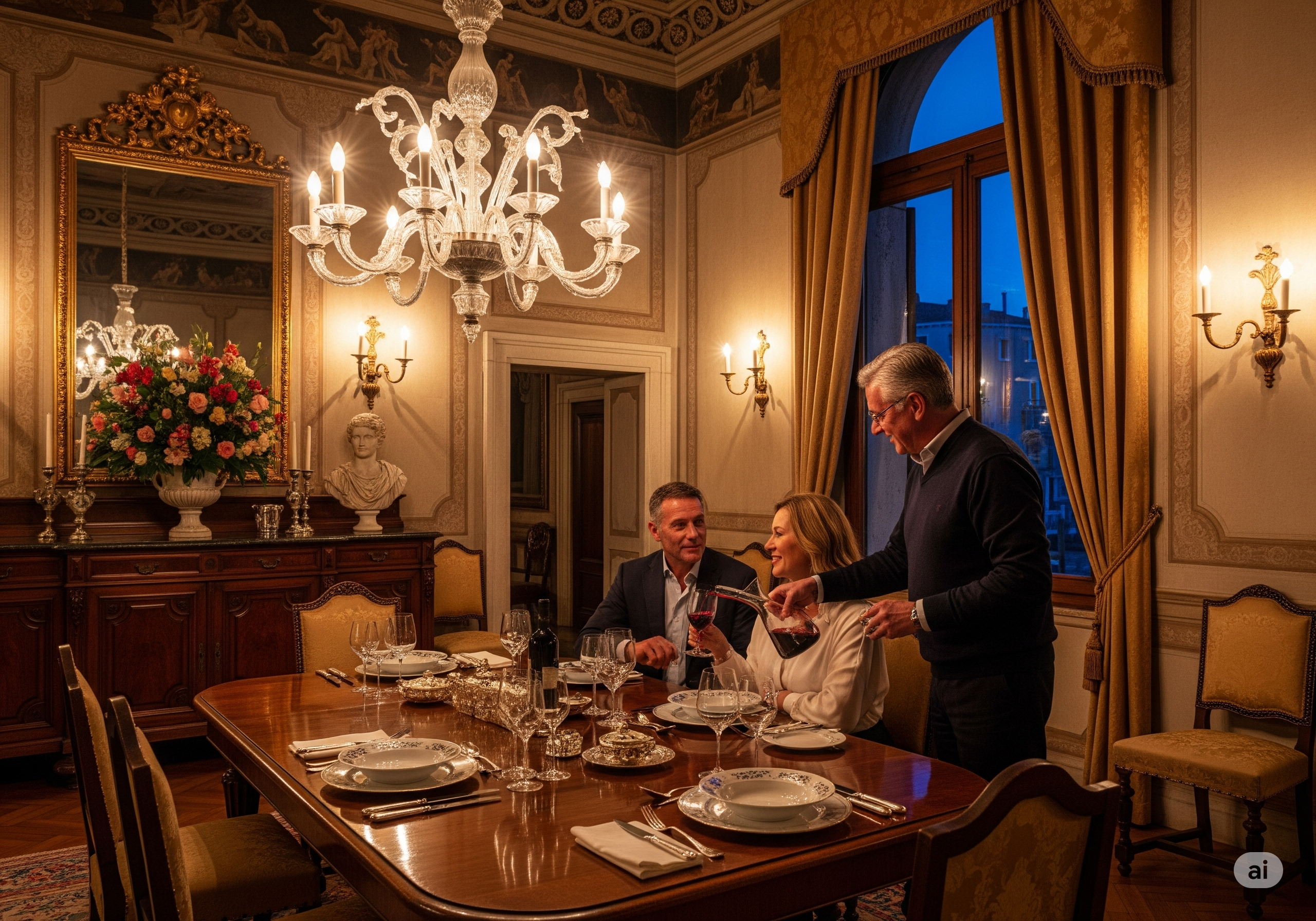 Cena privata in una villa storica di Verona con il proprietario, per comunicare un'esperienza autentica, personalizzata e di alto livello.